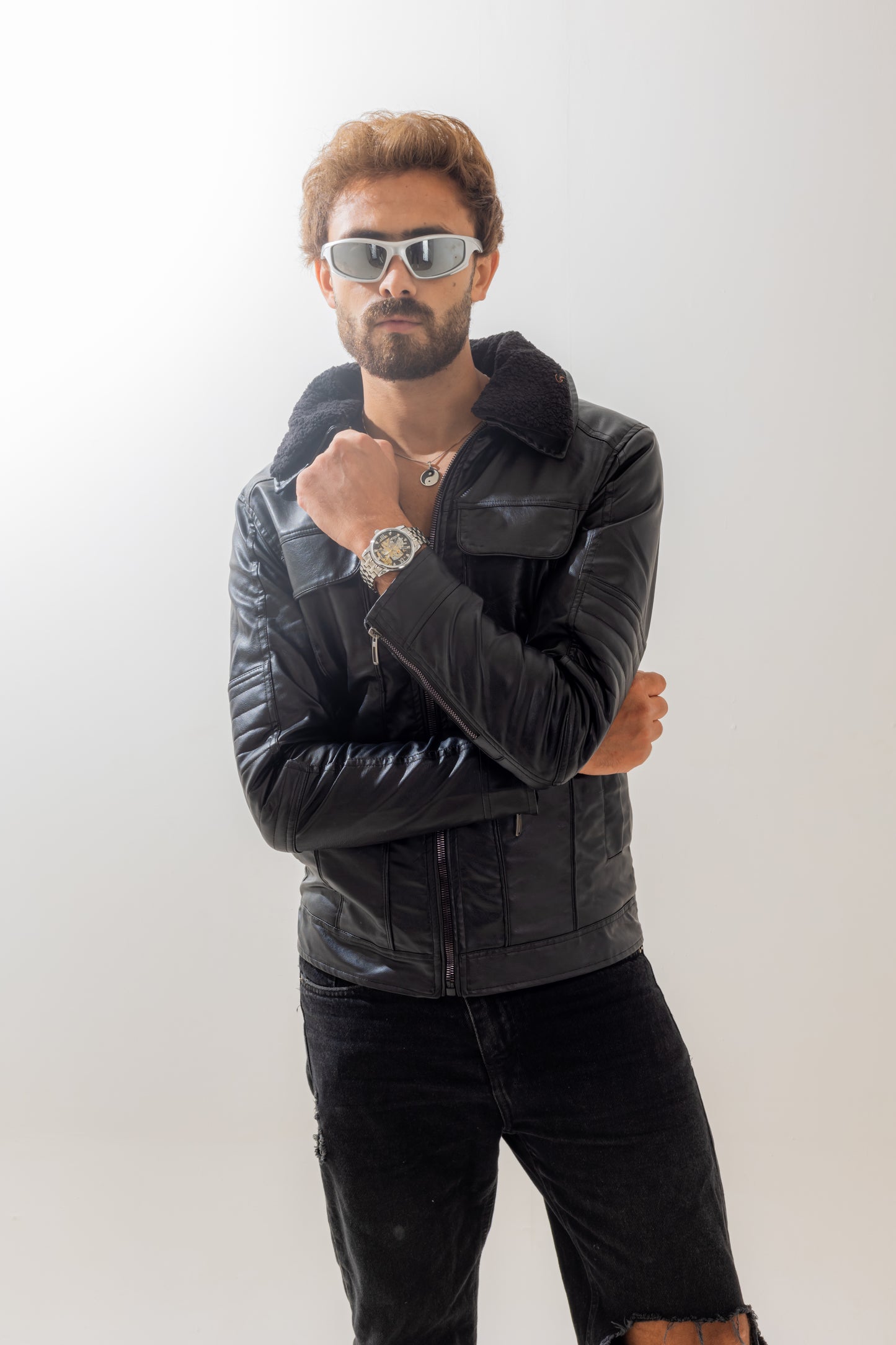 Fur-Lined Black leather jacket A/X