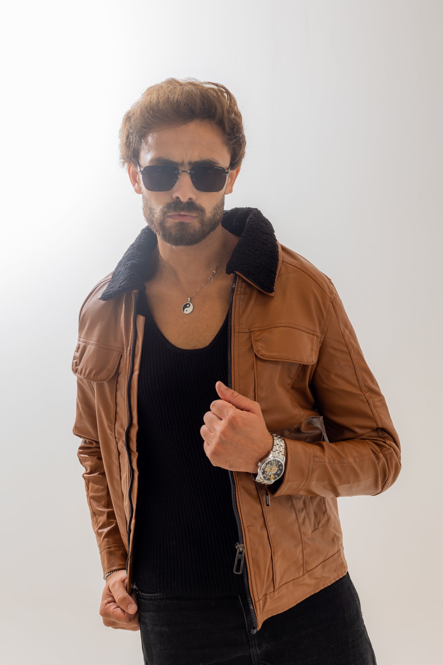 Fur-Lined Camel Leather Jacket A/X