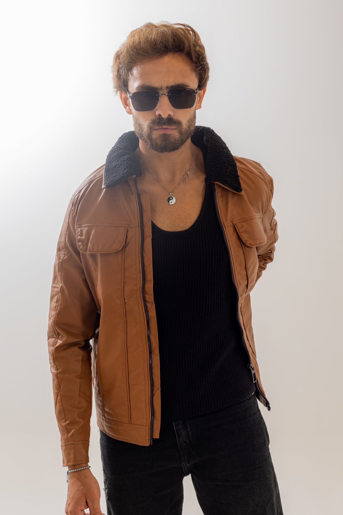 Fur-Lined Camel Leather Jacket A/X