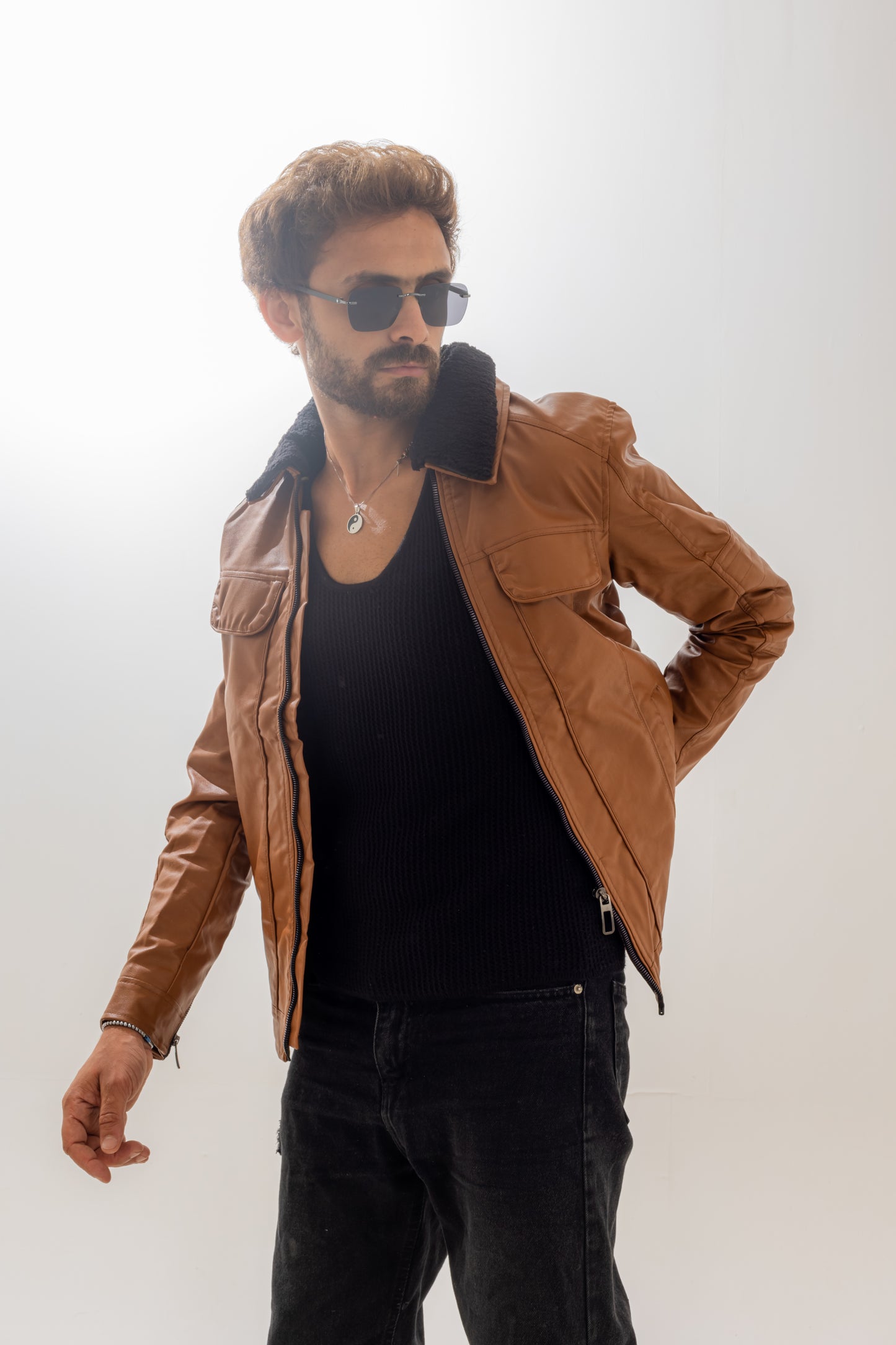 Fur-Lined Camel Leather Jacket A/X