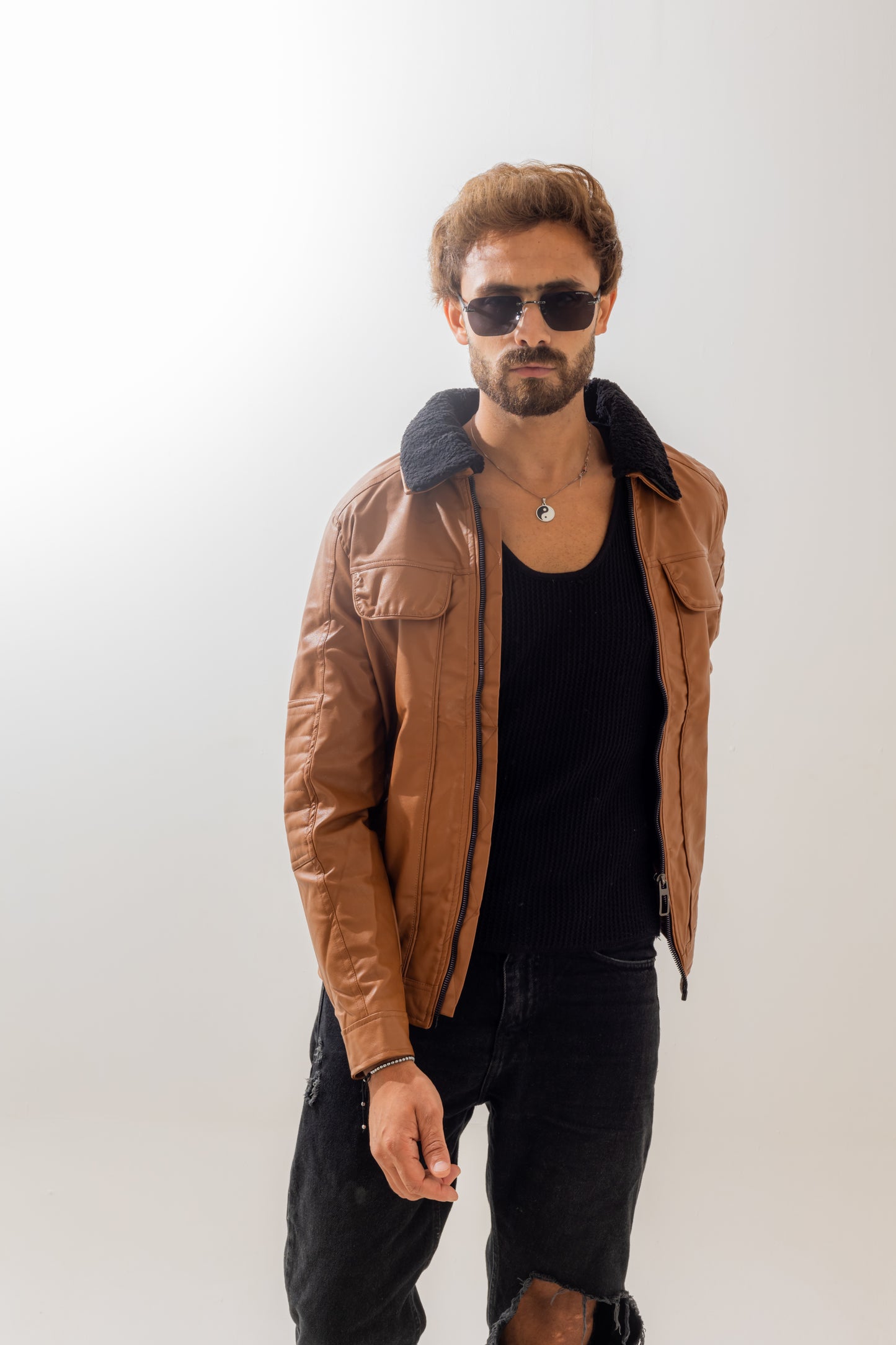 Fur-Lined Camel Leather Jacket A/X