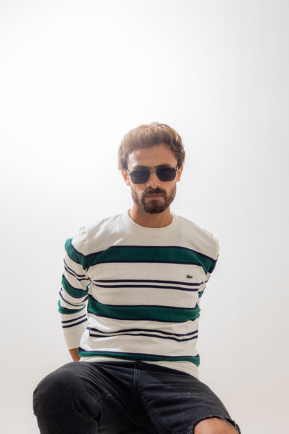 Lacoste White Striped Pullover