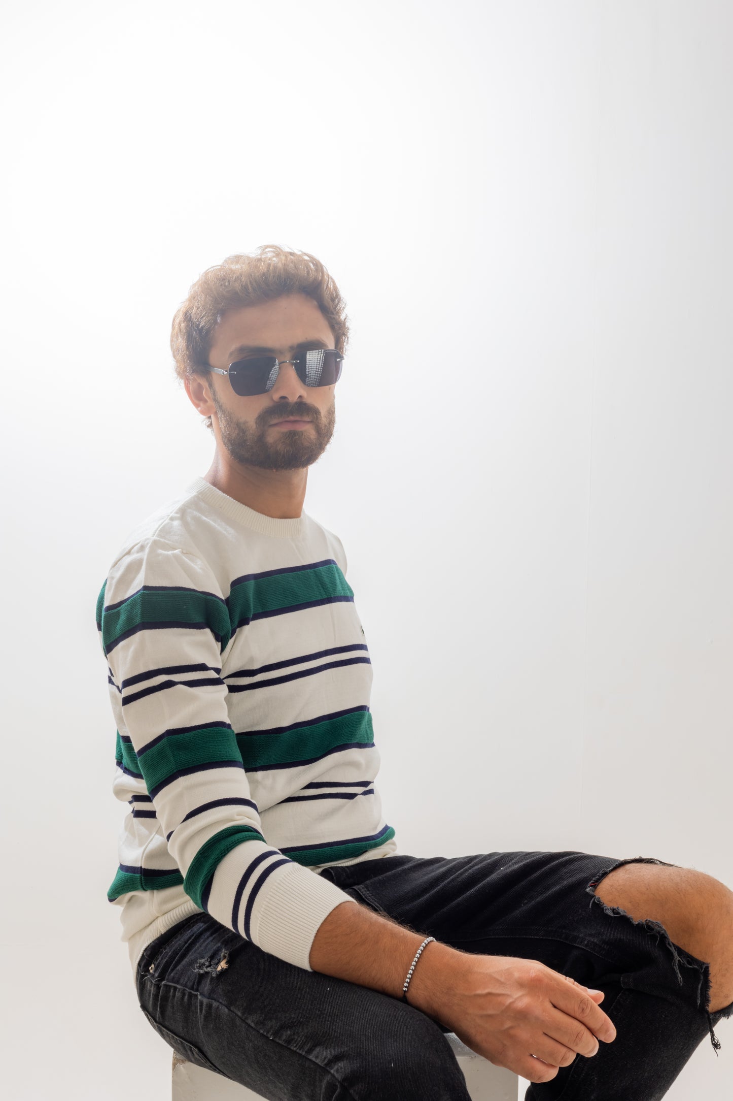 Lacoste White Striped Pullover