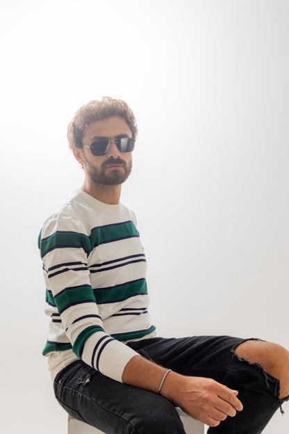 Lacoste White Striped Pullover