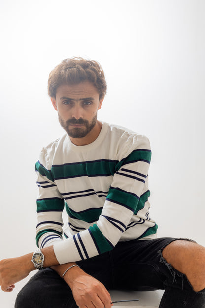 Lacoste White Striped Pullover